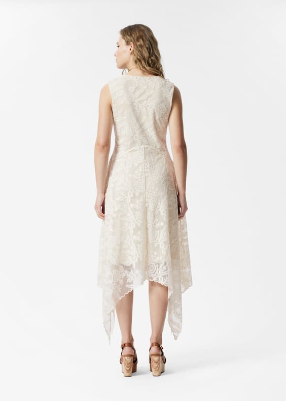 V-Neck Lace Midi Dress
