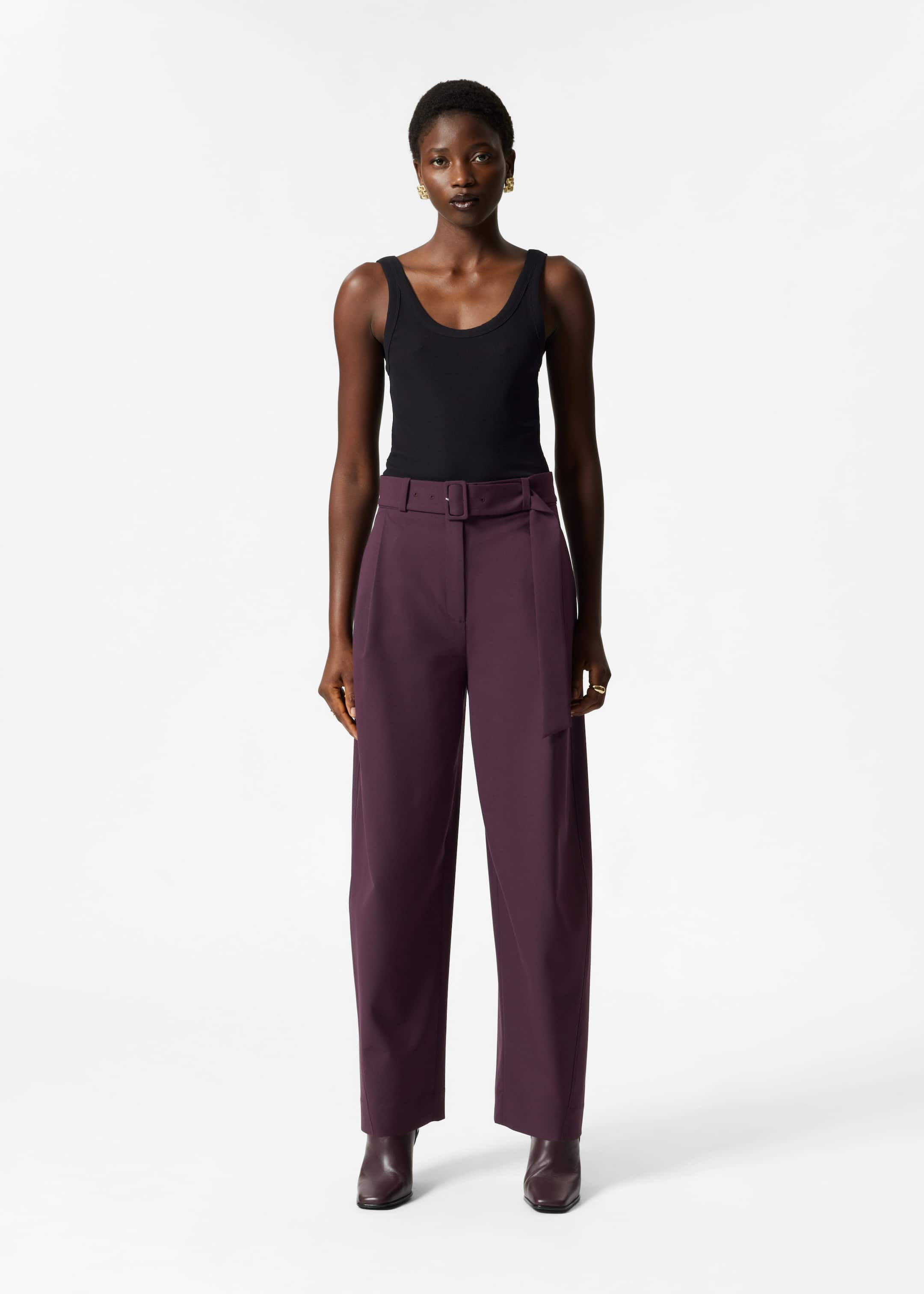 Tailored Barrel Leg Trousers Dark Purple Other Stories NL