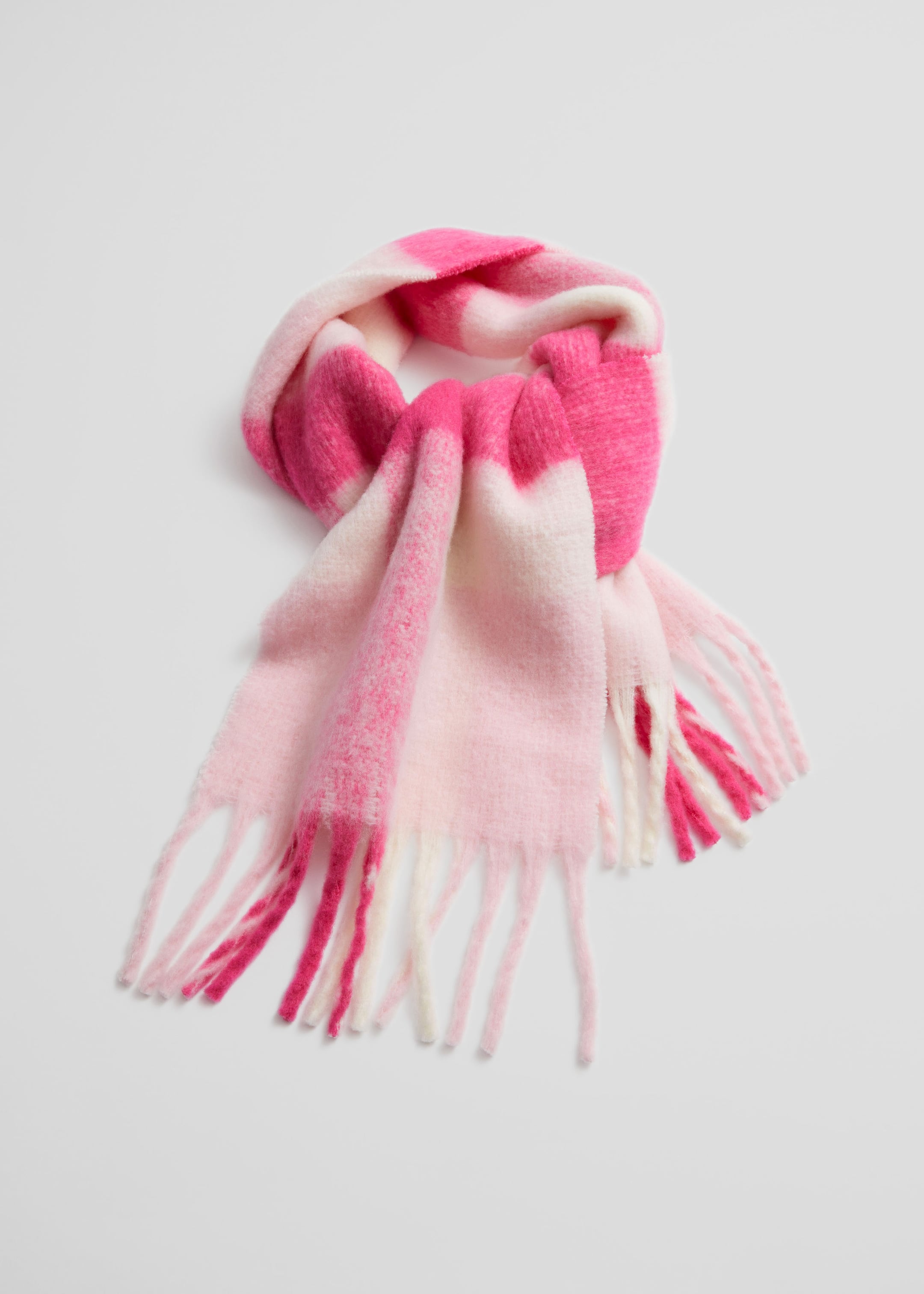 Checked Wool-Blend Scarf - Pink - Still Life