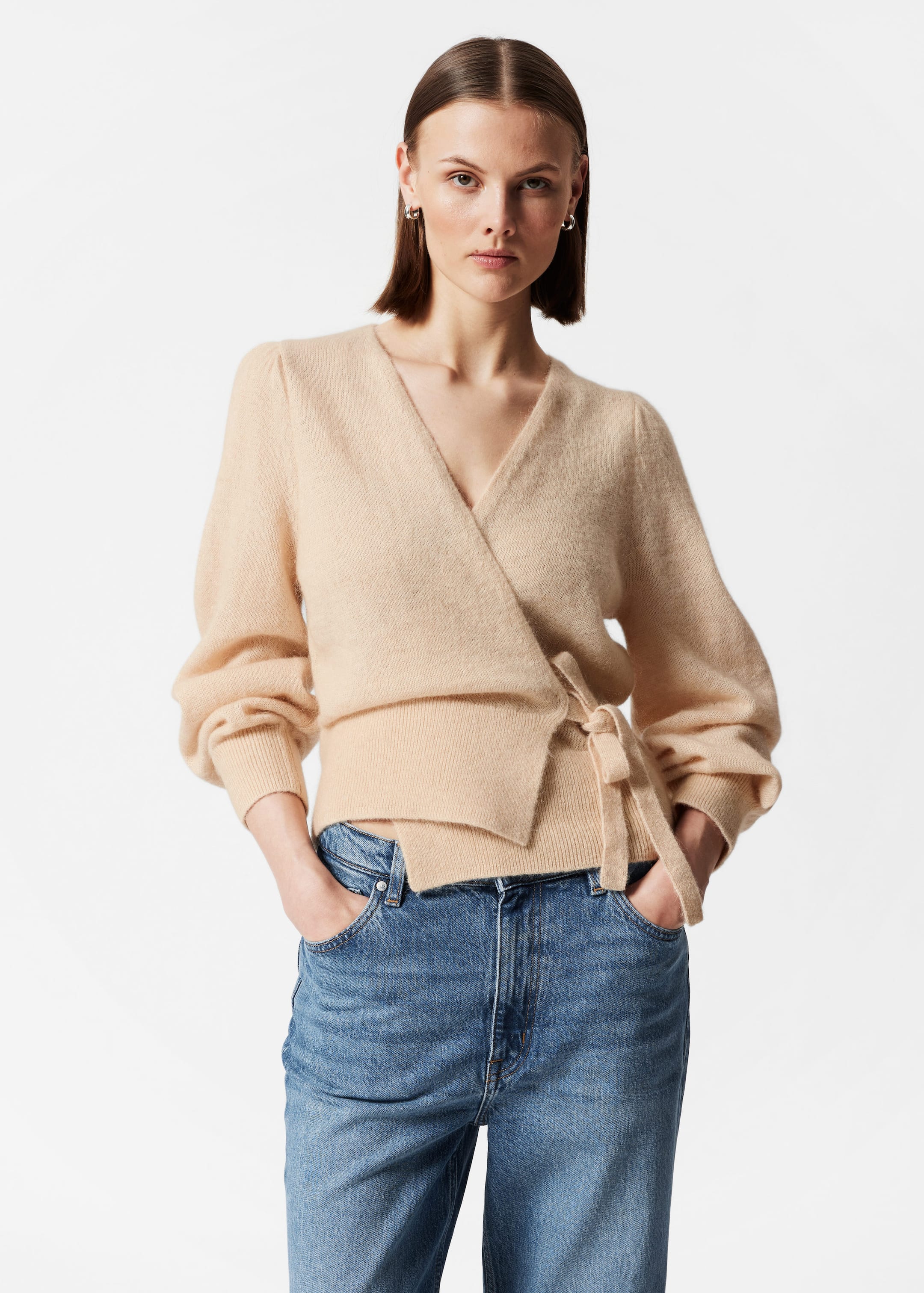 Image of Mohair-Blend Knitted Wrap Cardigan