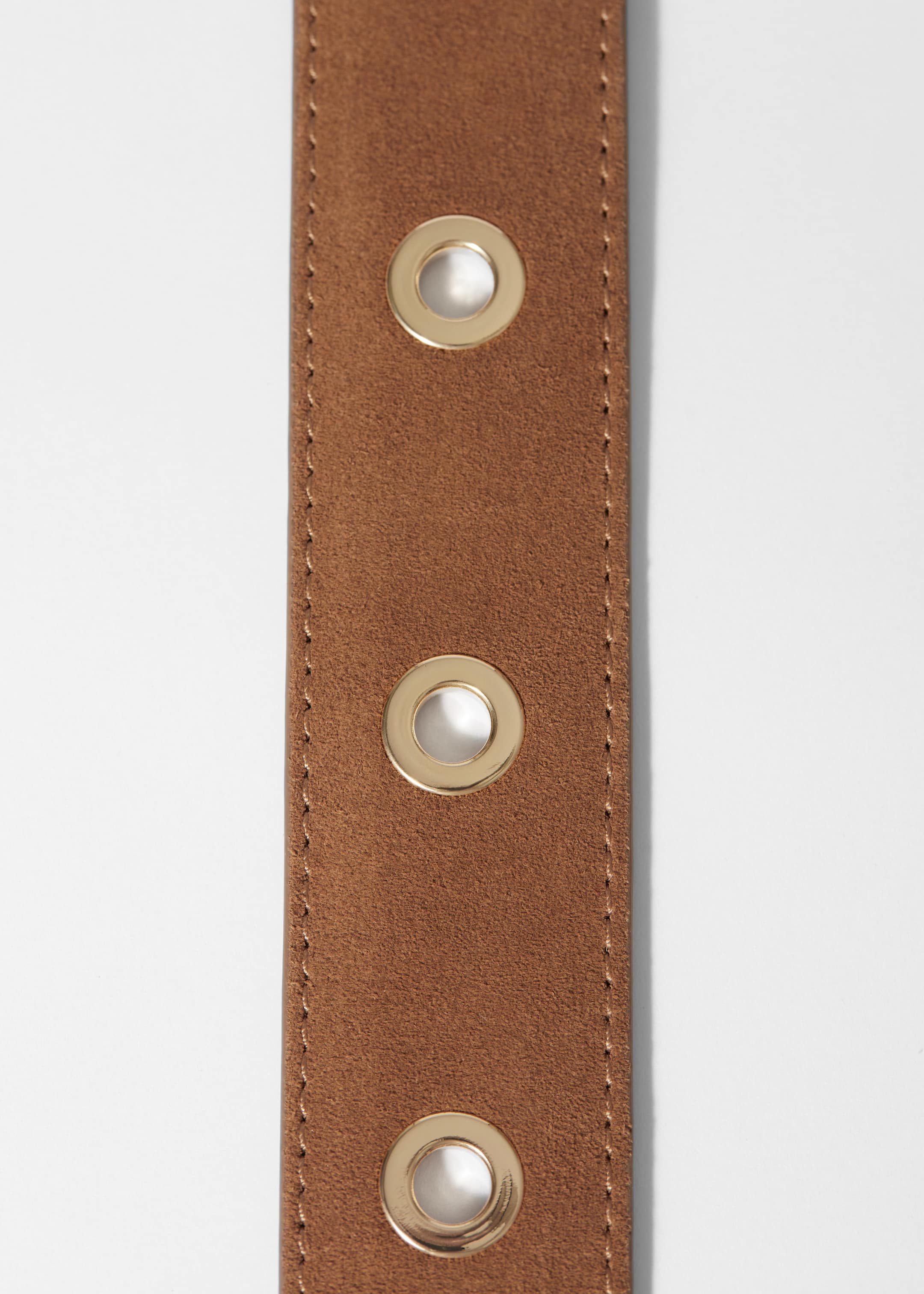 Eyelet-Embellished Suede Belt - {{variantName}} - Descriptive Detail