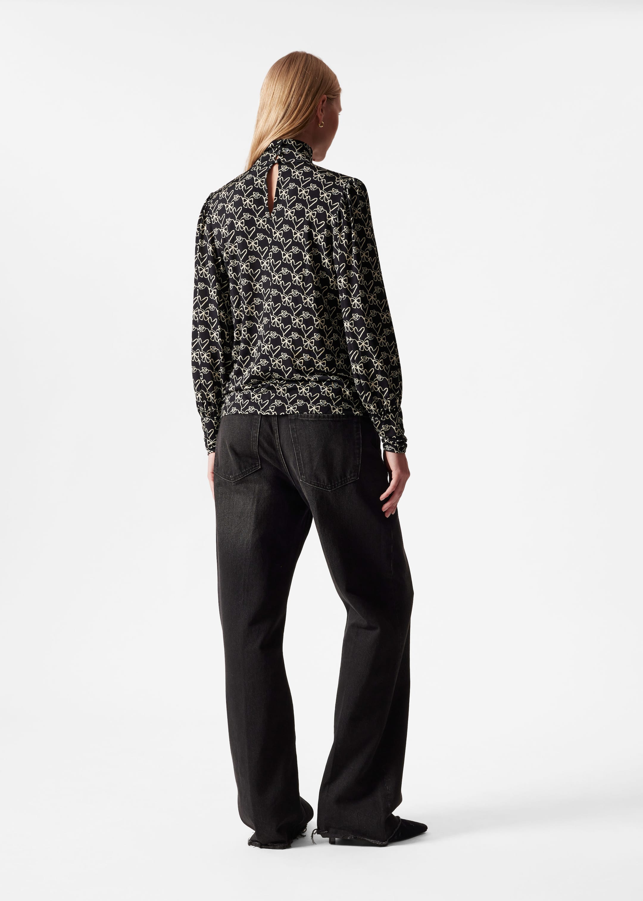 Blouse à col montant - Noir - Lookbook