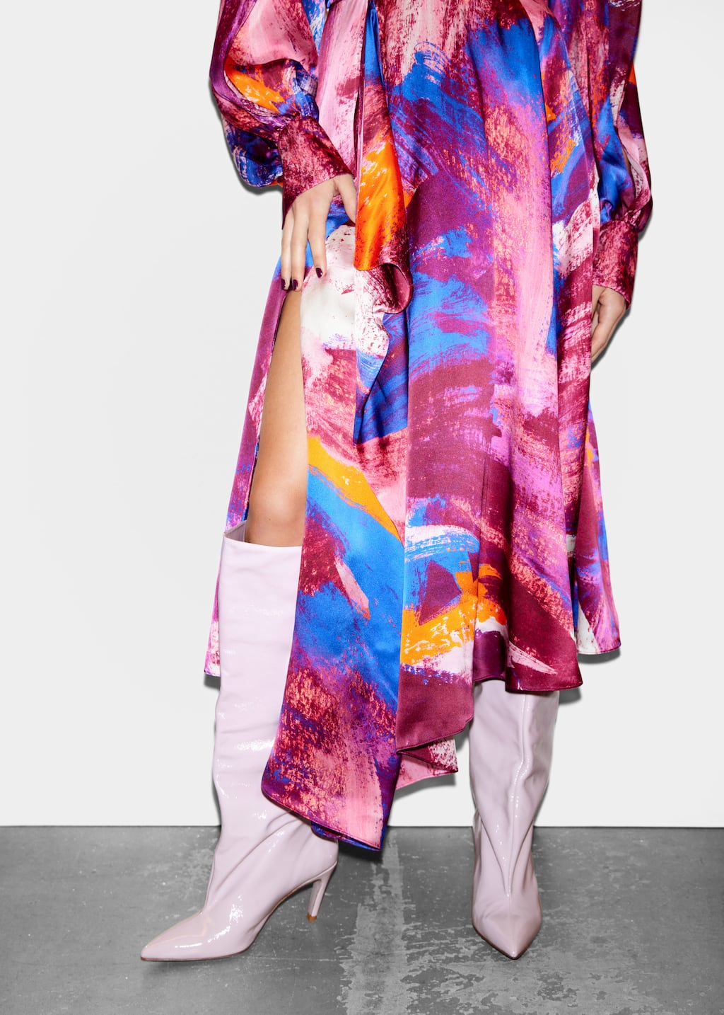 Patent-Leather Knee Boots - Light Purple - Boots - & Other