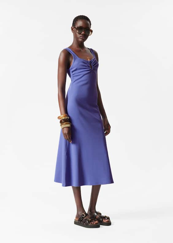 Buckle-Detailed Midi Dress