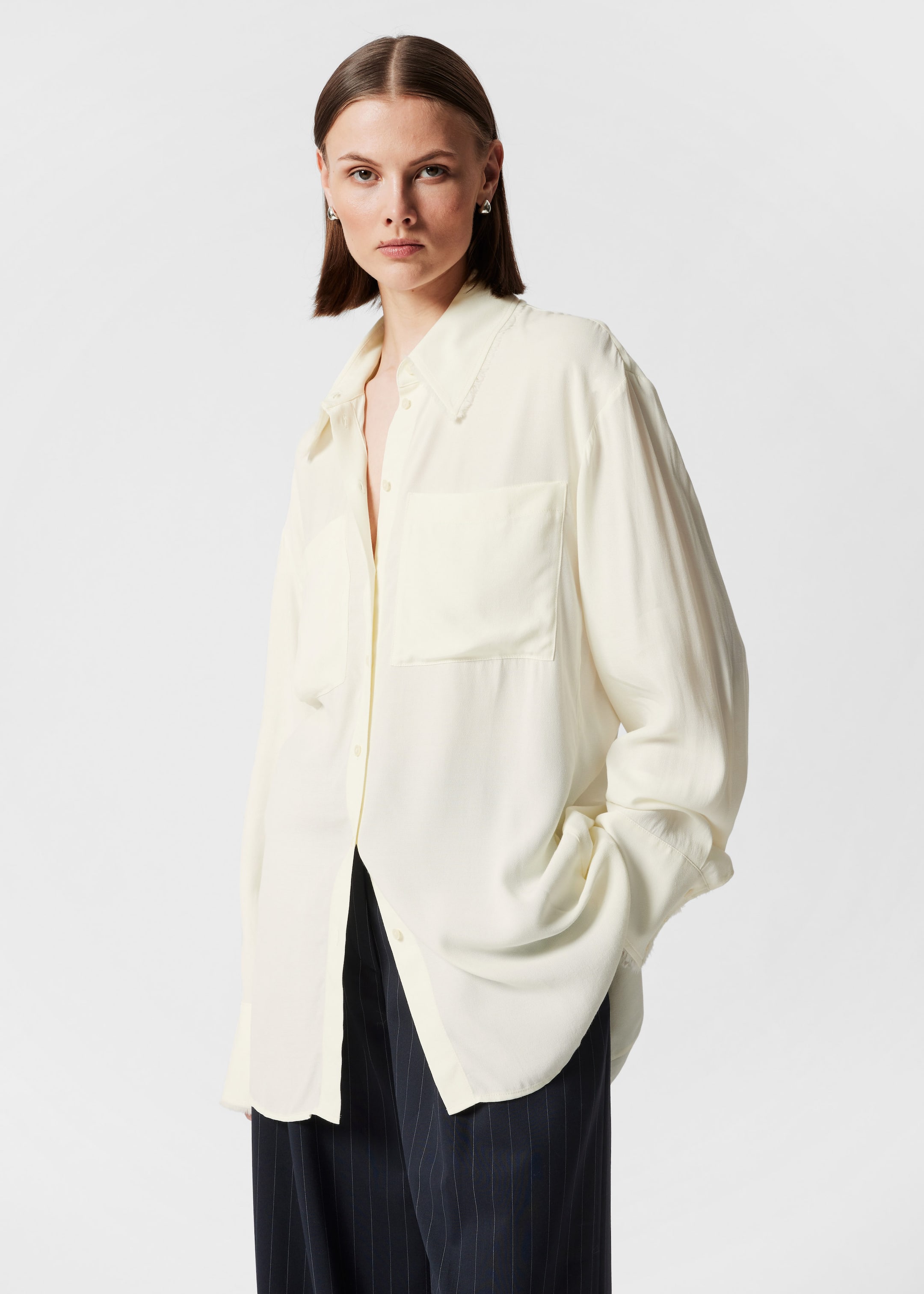 Image of Frayed Patch-Pocket Shirt