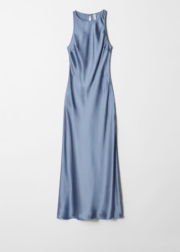 Sleeveless Satin Midi Dress