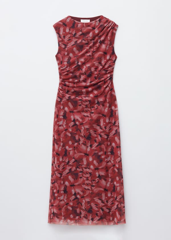 Draped Sleeveless Midi Dress