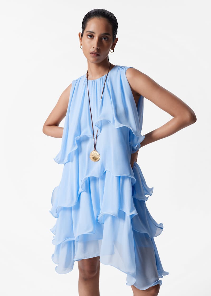 Sleeveless Frill Mini Dress