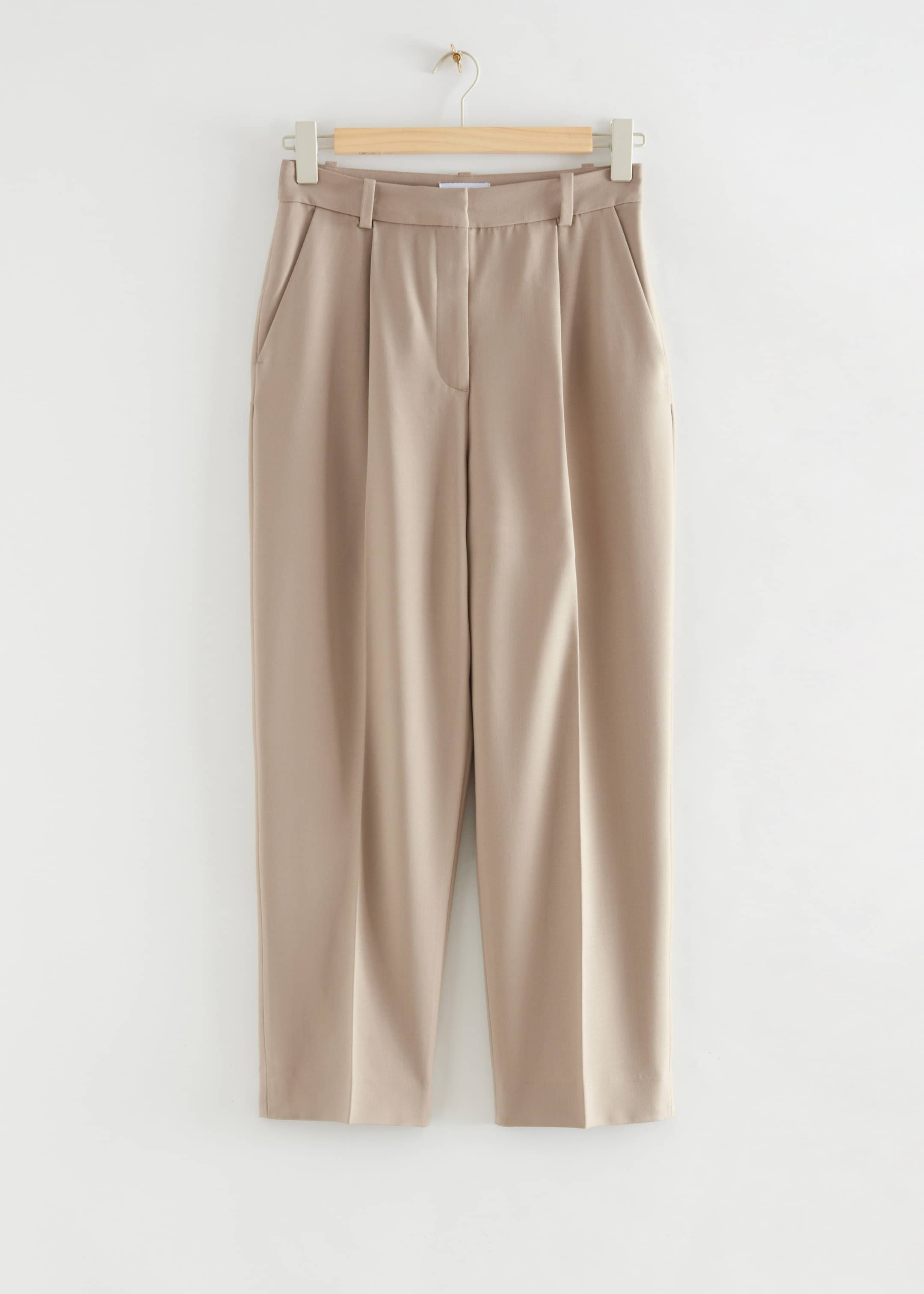 Tailored High-Waisted Fitted Trousers - Beige - Still Life