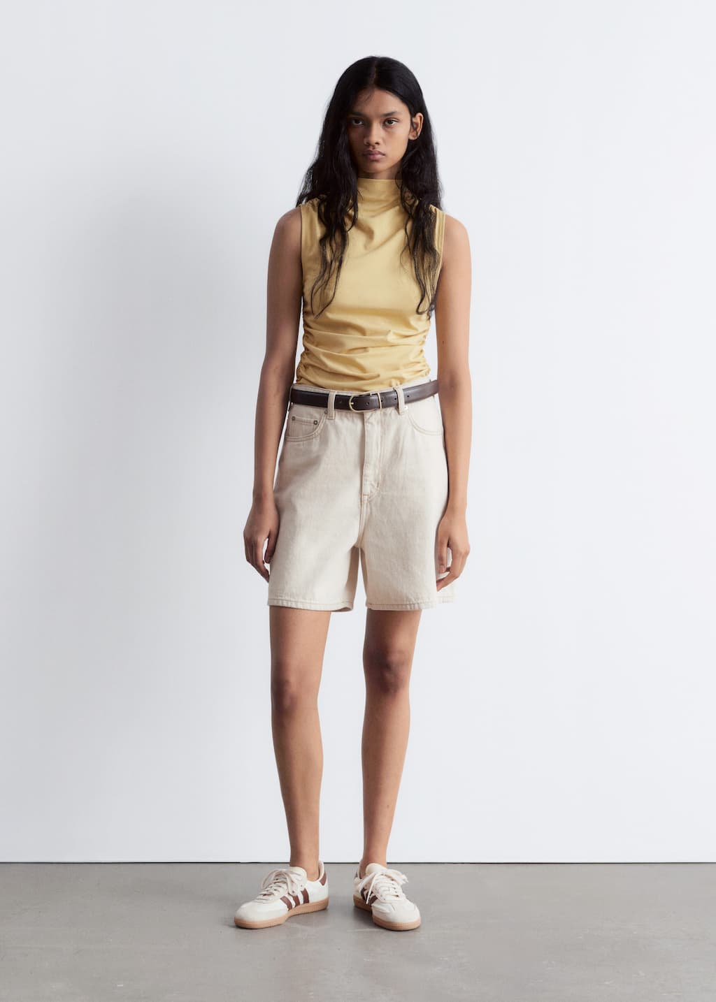 Sleeveless Mock-Neck Top - Light Yellow - Tanktops