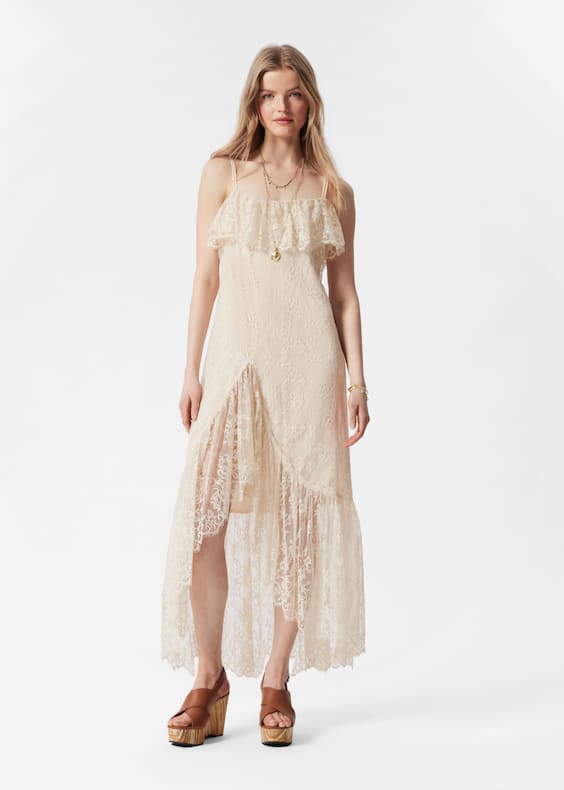 Ruffle Lace Midi Dress