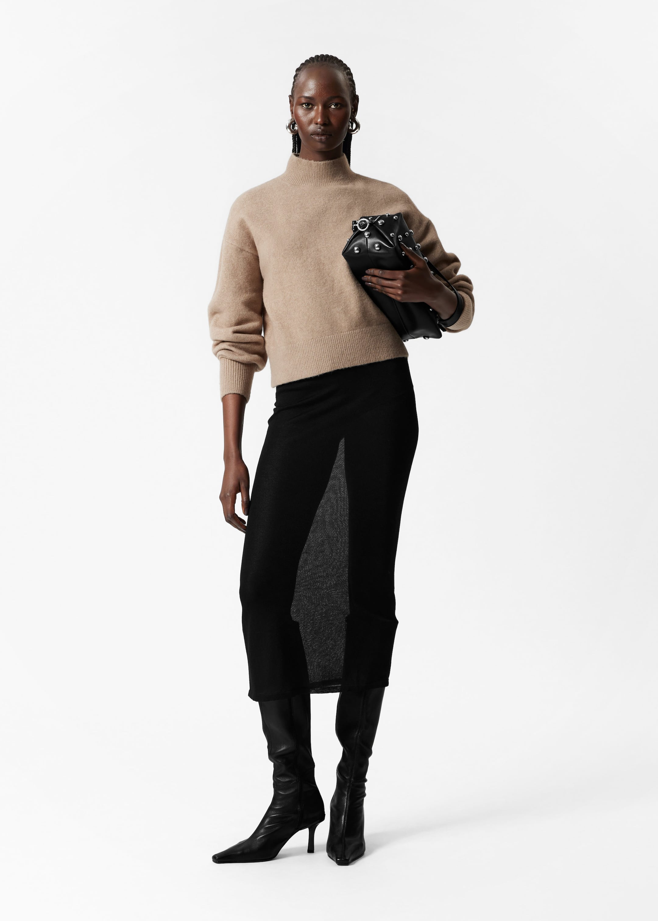 Mock-Neck Sweater - Oatmeal - Lookbook