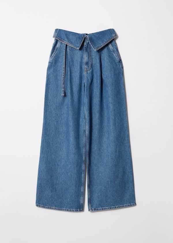 Wide-Leg Paperbag Jeans