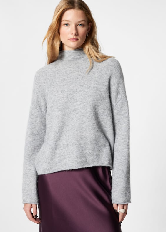 High-Neck Alpaca-Knit Jumper