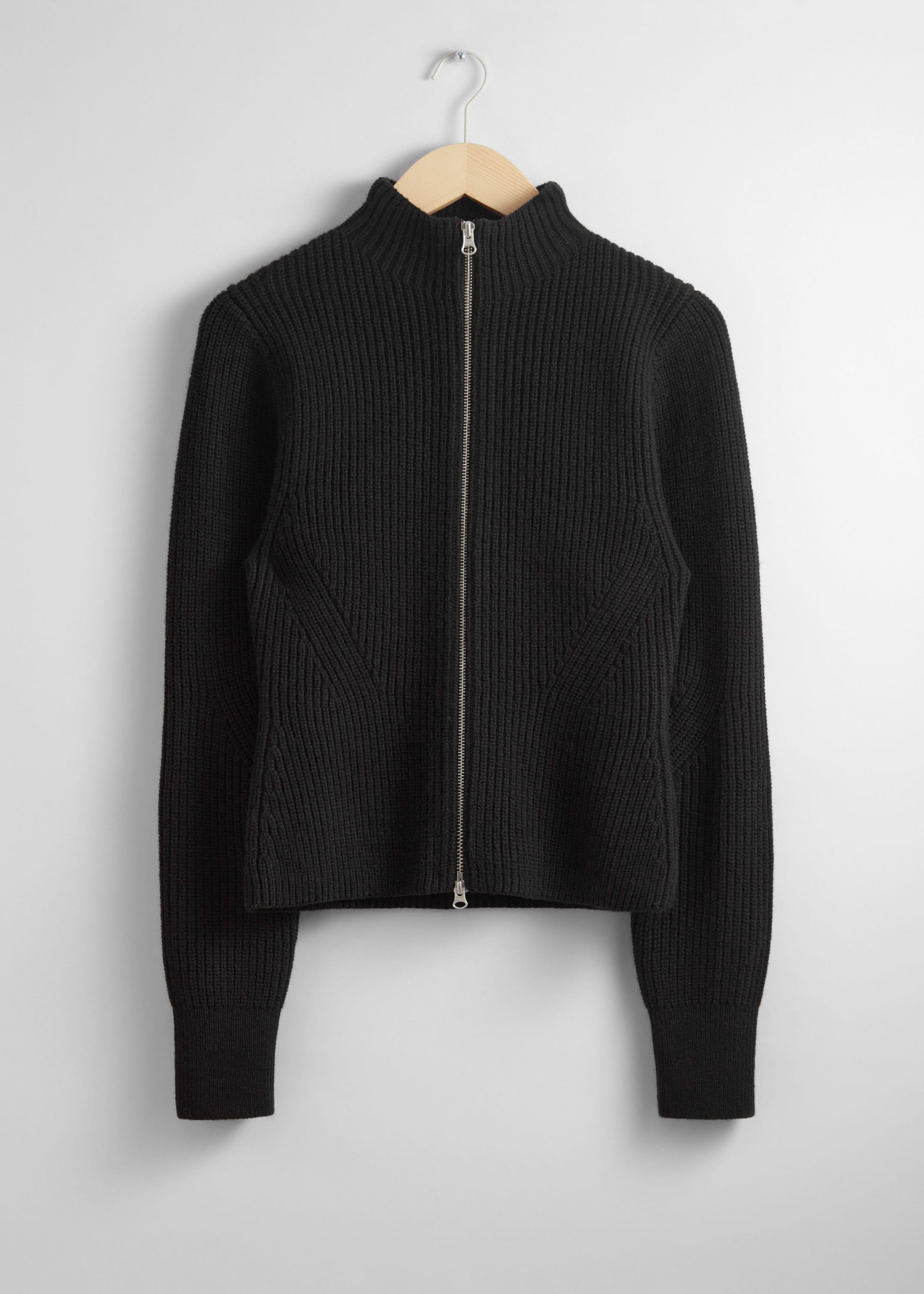 Knitted Zip Cardigan - White - Still Life