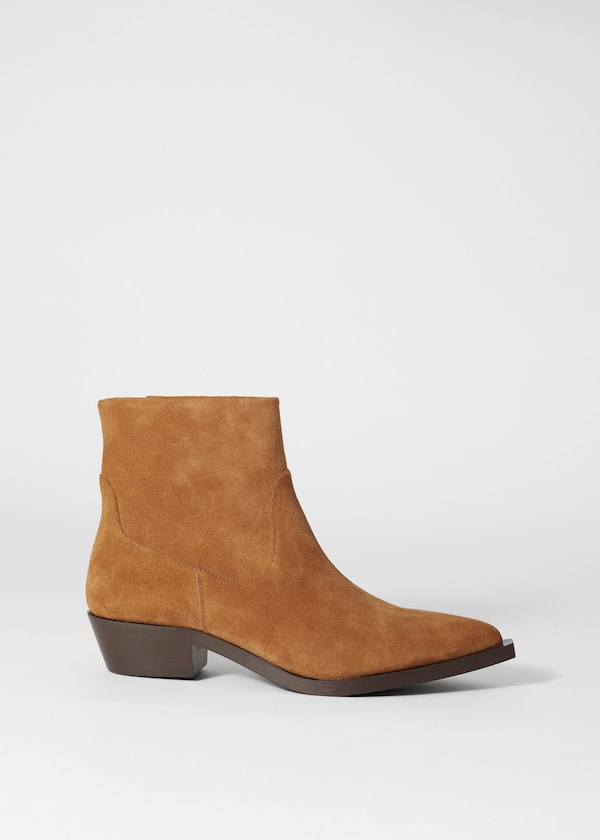 Point-Toe Leather Ankle Boots
