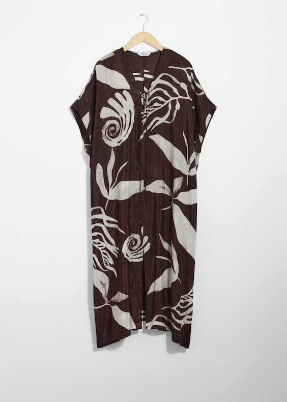 Printed Throw-On Midi Dress