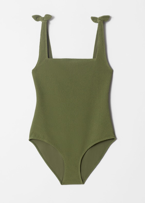 Textured Bow Tie Swimsuit