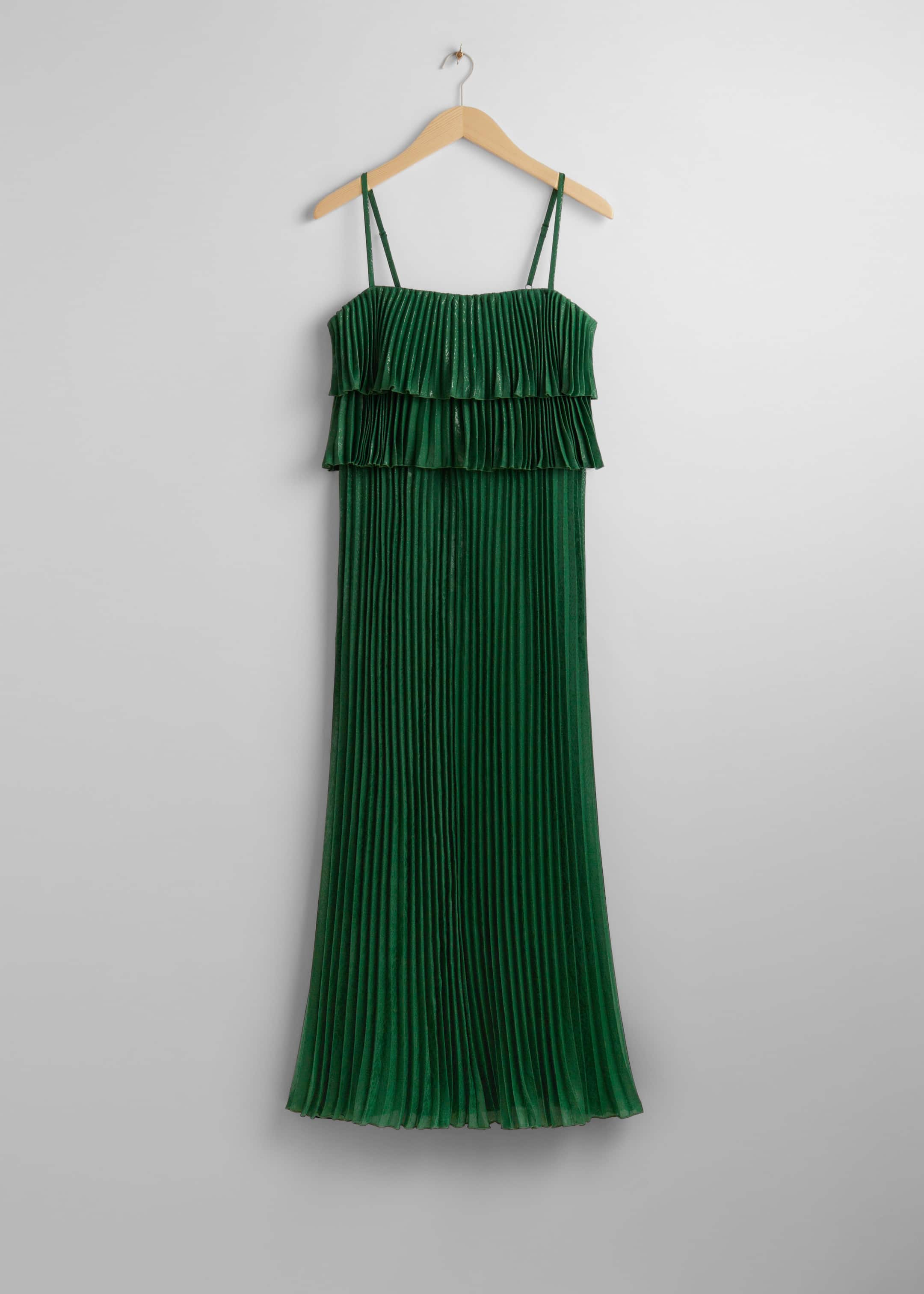 Image of Pleated Strappy Maxi Dress