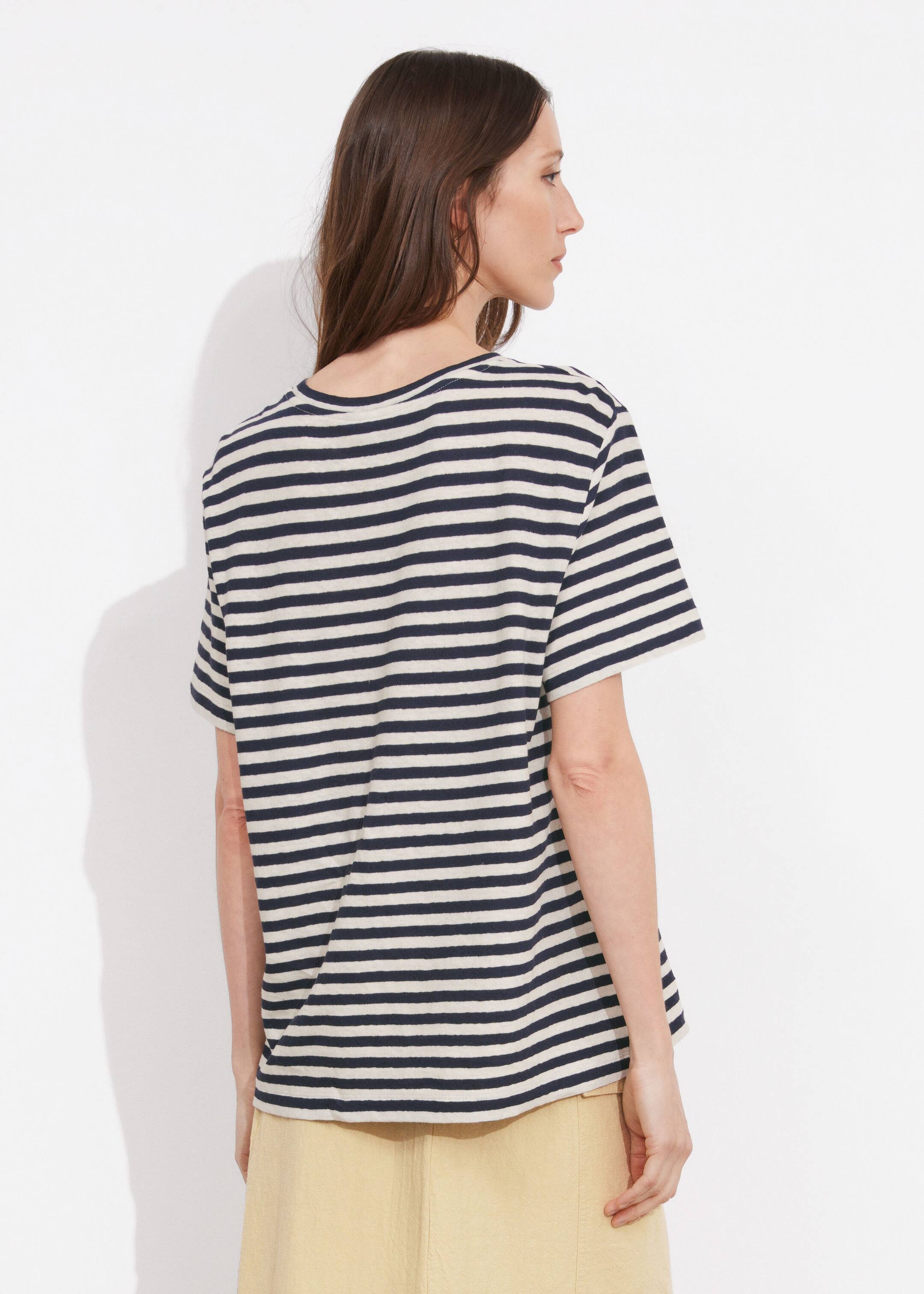 Linen-Blend T-Shirt - Beige/Cream Stripes - Lookbook