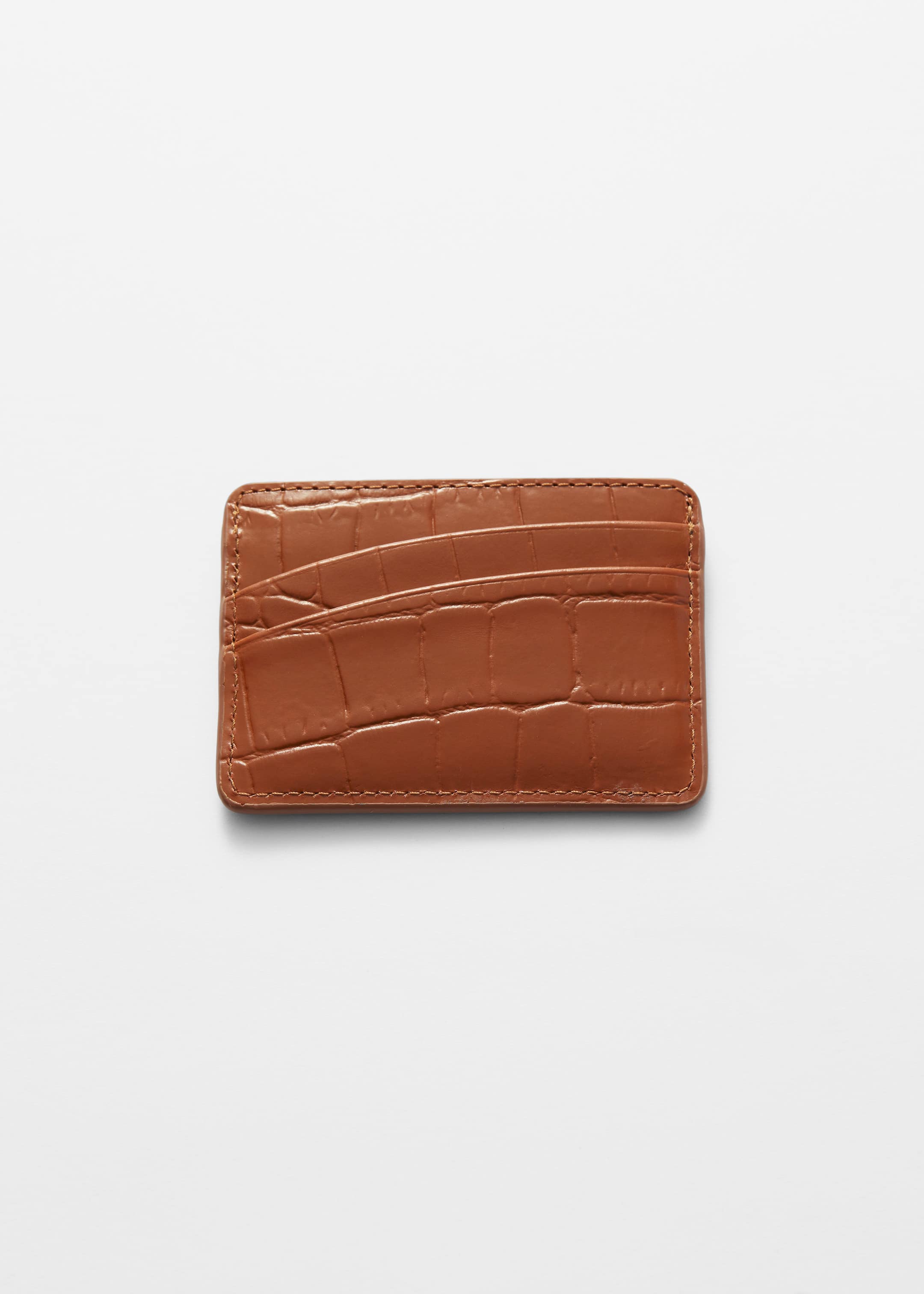 Rounded Pockets Leather Card-Holder - Brown croco - Still Life