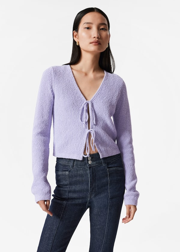 Knitted Tie-Detail Cardigan