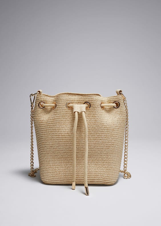 Woven Paper-Straw Bucket Bag