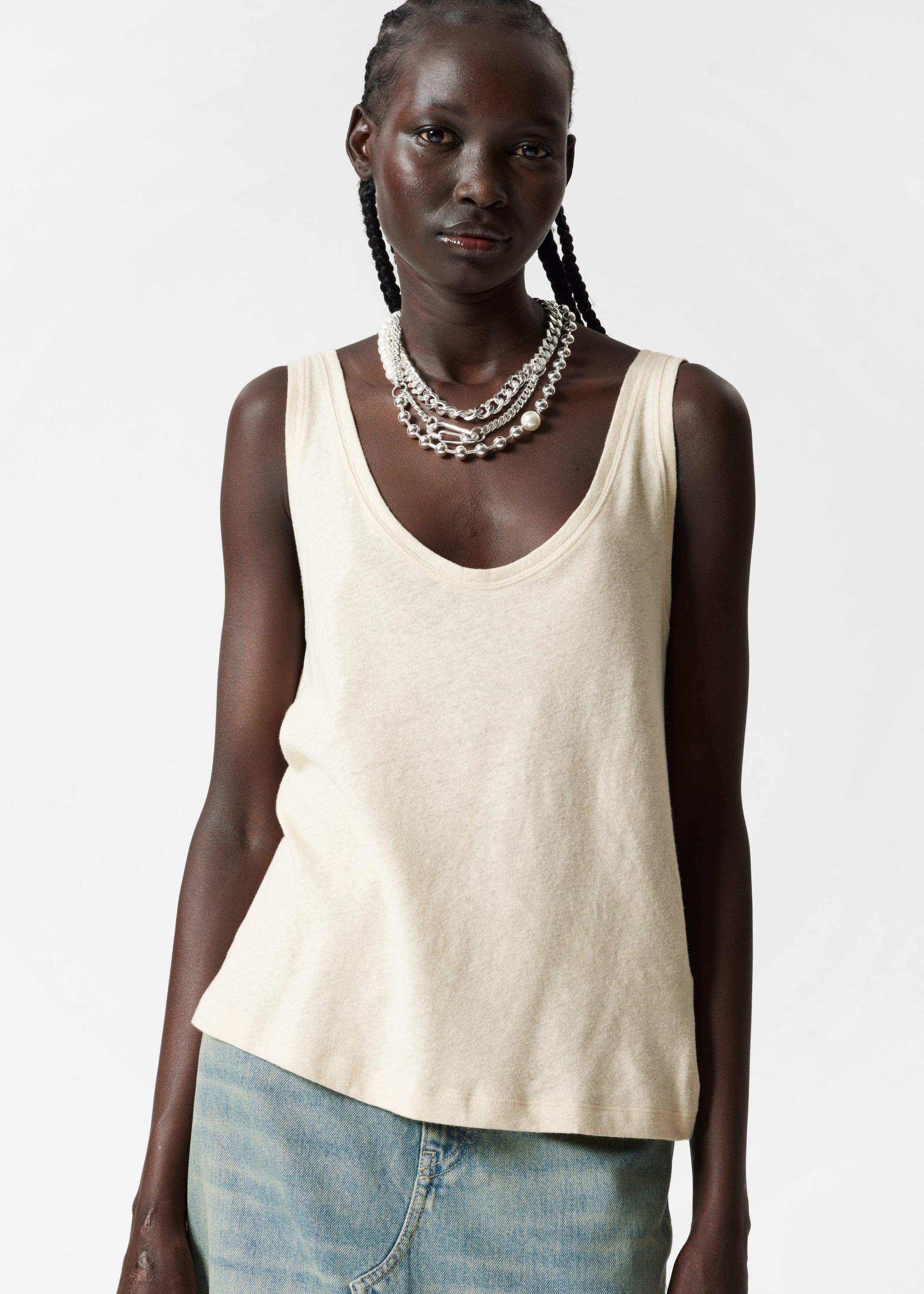 Image of Linen-Blend Tank Top