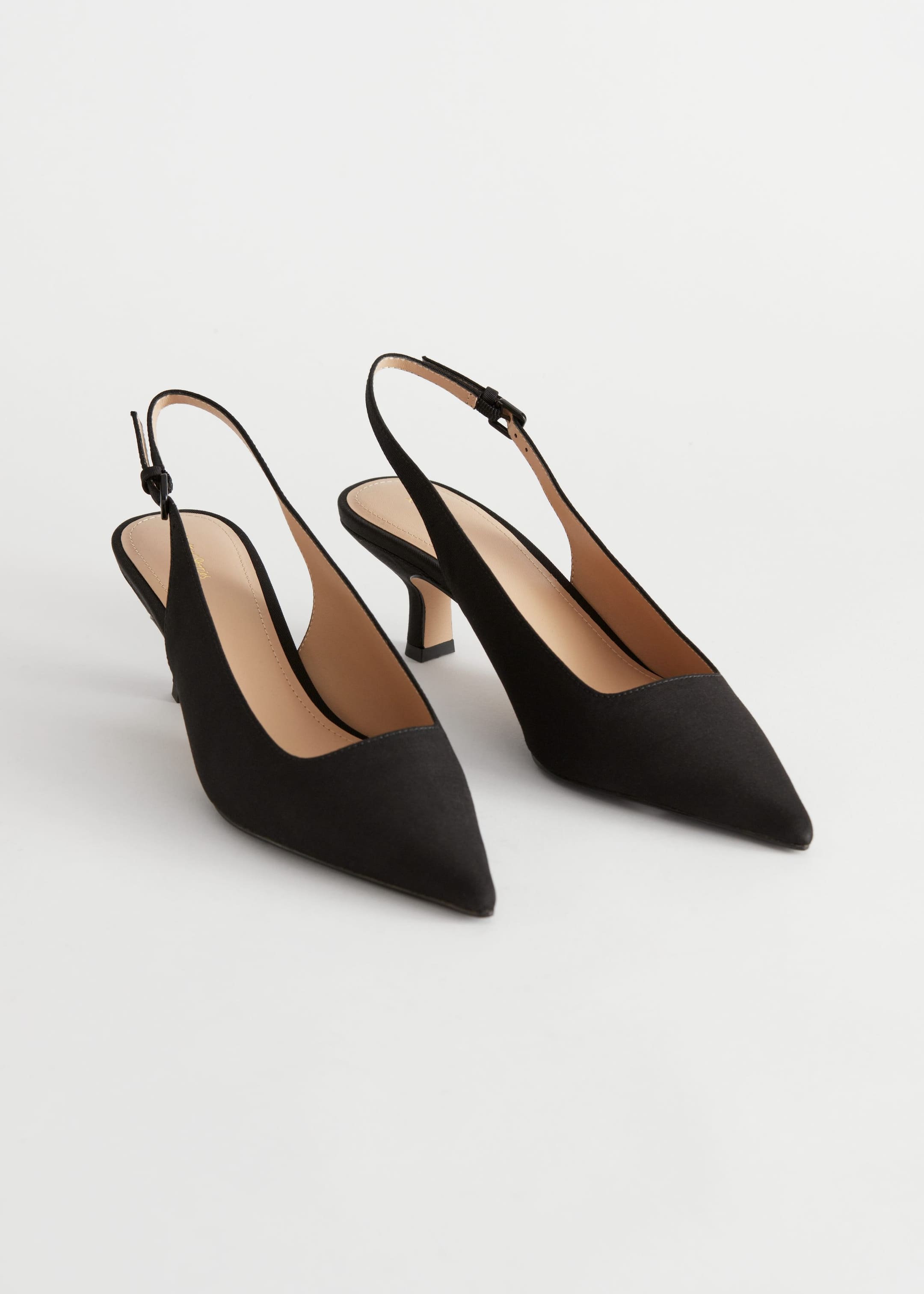 Pointed Slingback Pumps - Black - Still Life