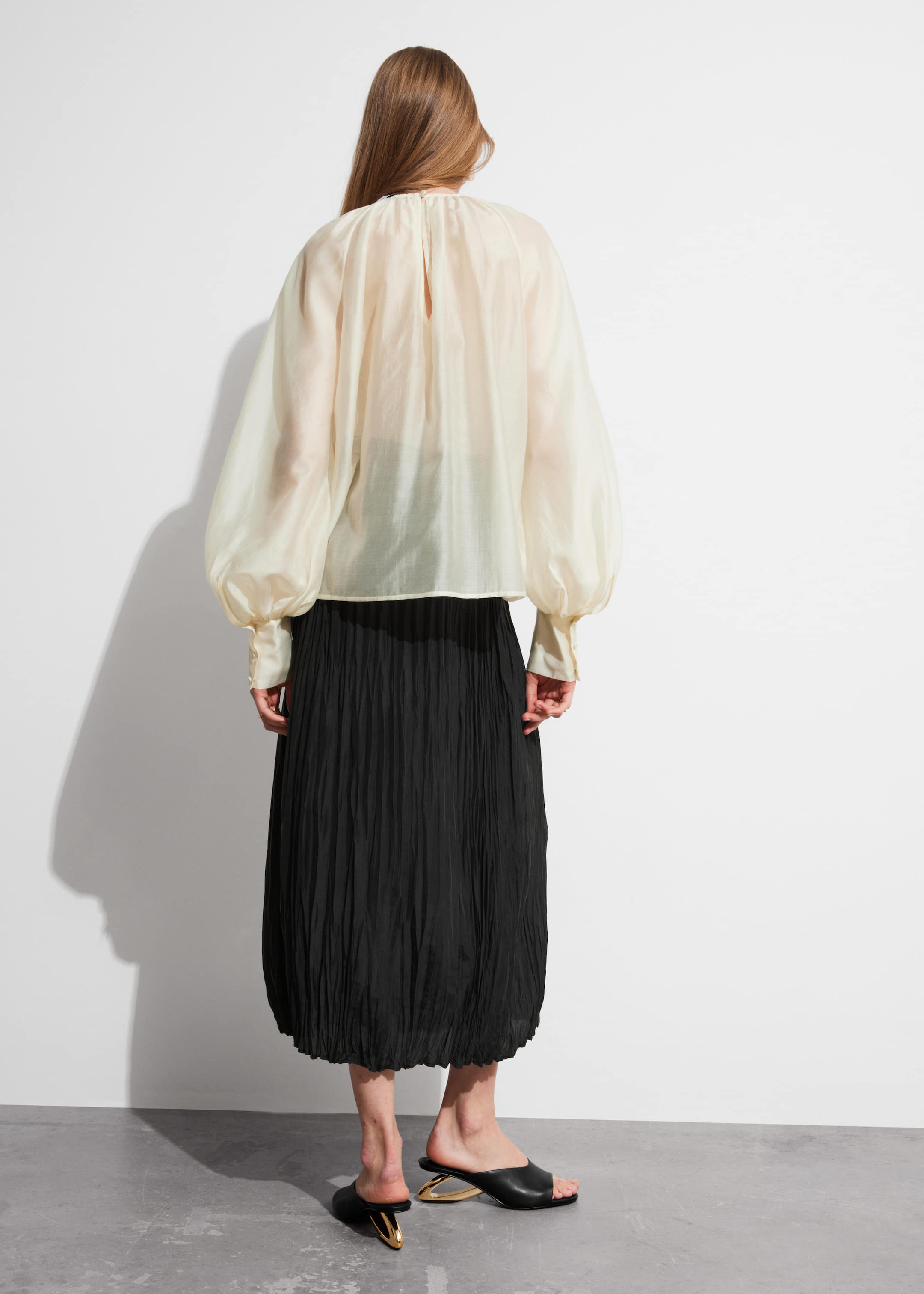 Sheer Blouse - Cream - Lookbook