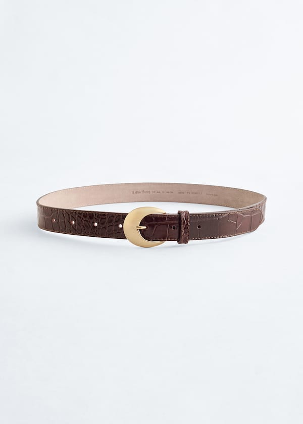 Crescent-Buckle Leather Belt