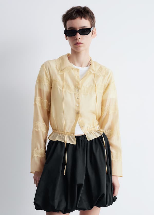 Long-Sleeve Lace Blouse