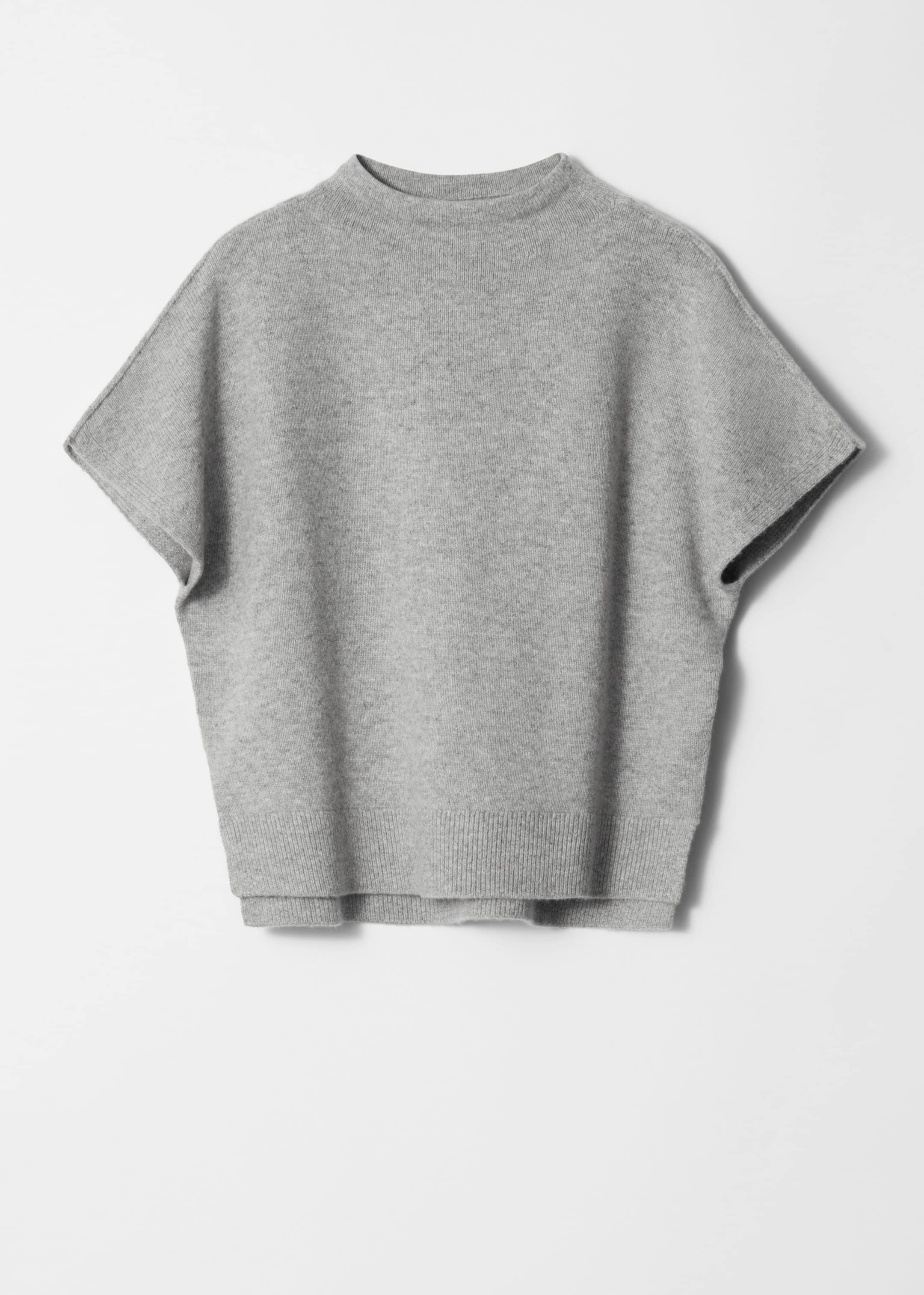 Knitted Wool Batwing-Sleeve Top - Light grey - Still Life