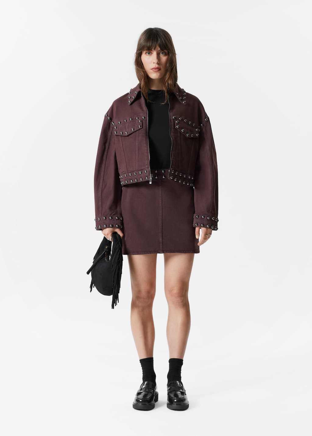 Studded Mini Skirt - Dark Brown - Mini skirts - & Other Stories