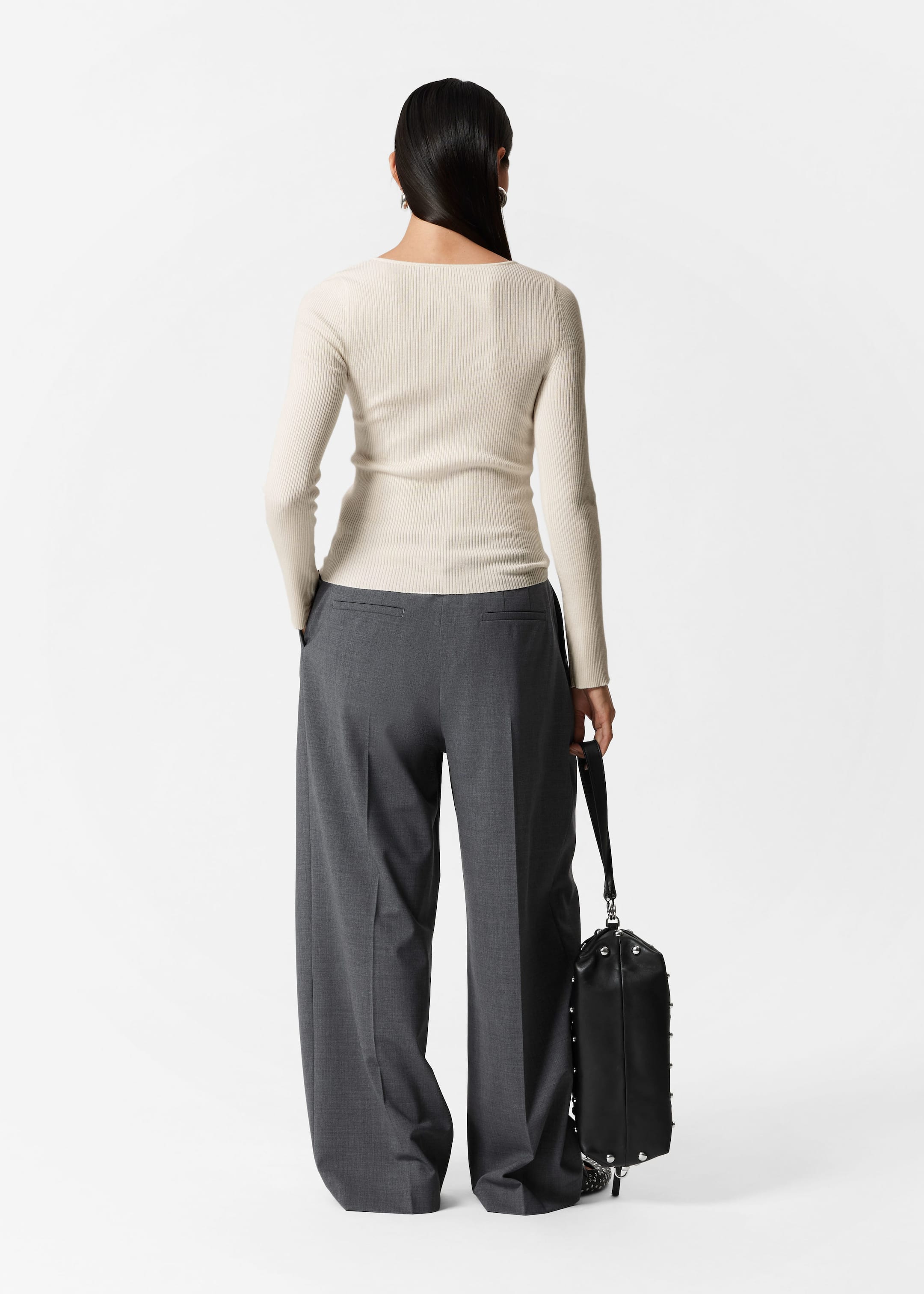 Merino Rib Knit Jumper - Cream - Lookbook