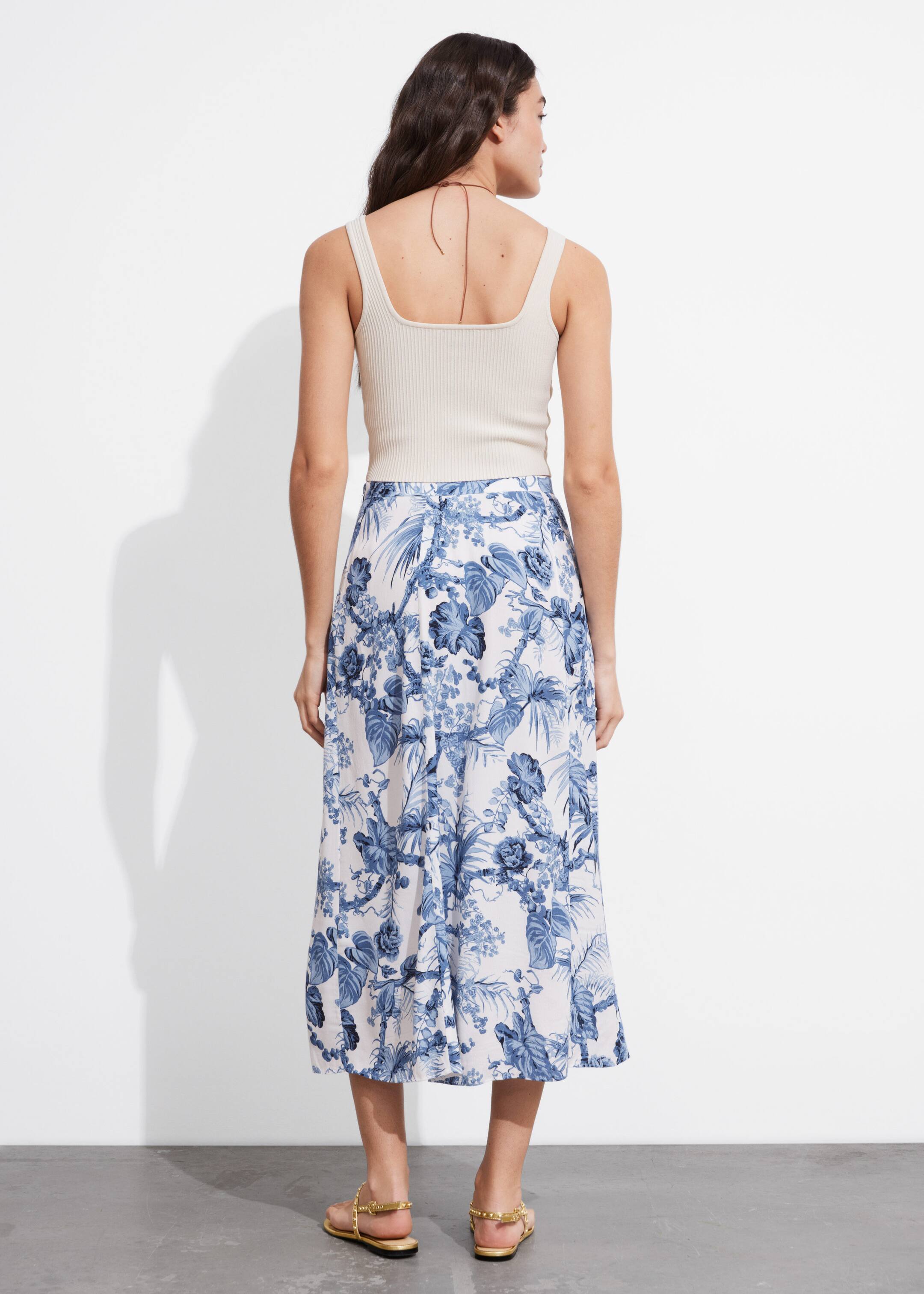 Side Slit Midi Skirt - Lilac Florals - Lookbook