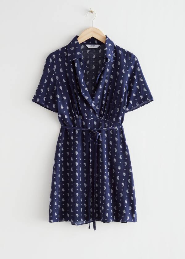 Printed Collared Mini Dress