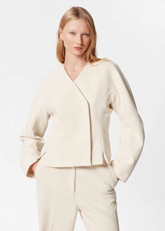 Funnel-Sleeve Wrap-Front Blazer